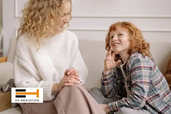 Happy mother and child after sorting child arrangements mediation Penrith