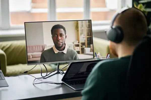 Man attending online mediation Penrith MIAMS session